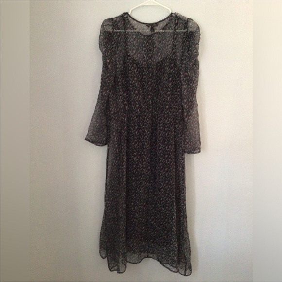 Banana Republic Woman’s Tea Length Black/Multicolored Dress. Size Large. - Picture 6 of 7